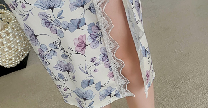 Split floral long cheongsam sexy light dress for women