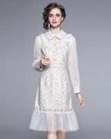 Embroidery gauze elegant lace splice doll collar dress