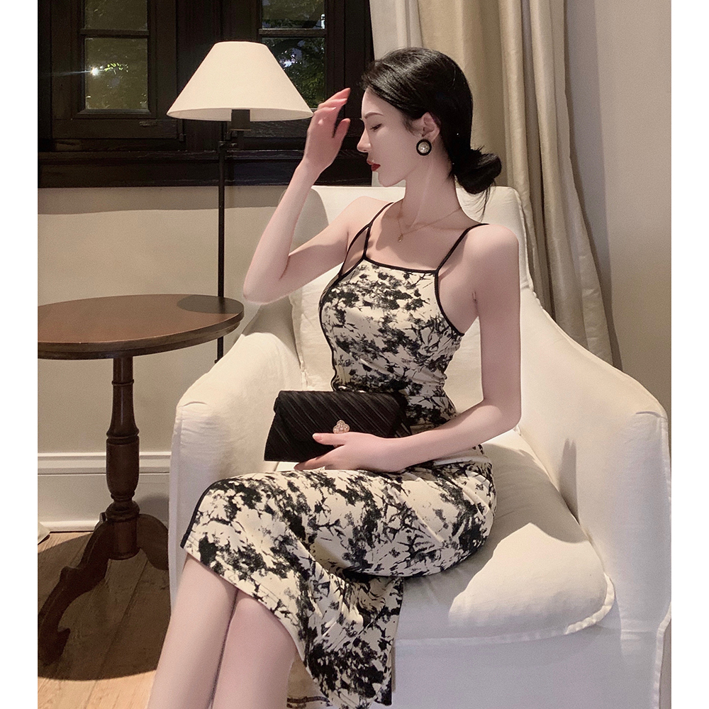 Slim Chinese style flower sling dress