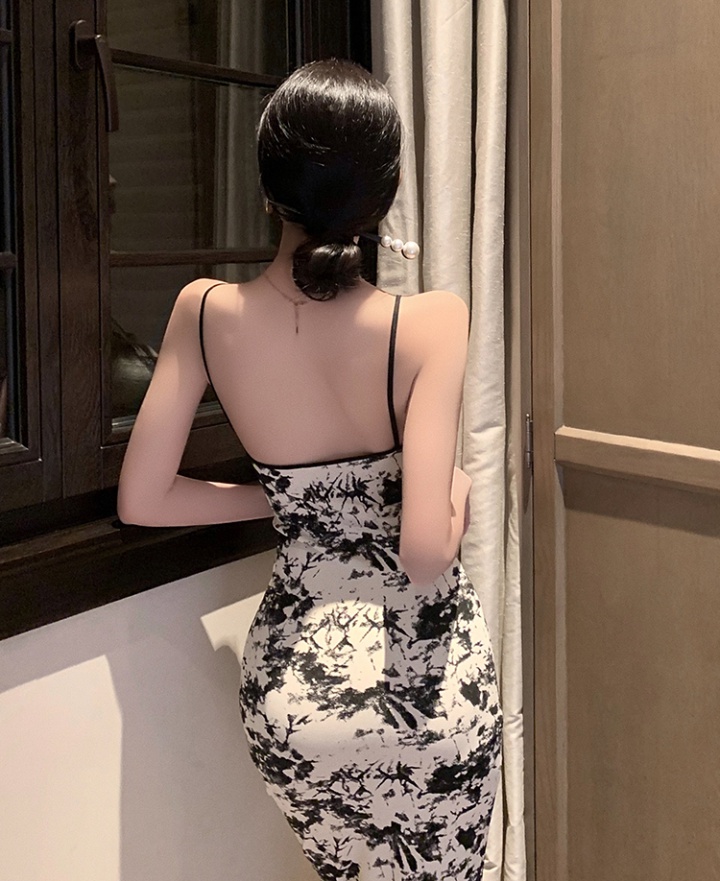 Slim Chinese style flower sling dress