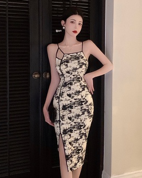 Slim Chinese style flower sling dress