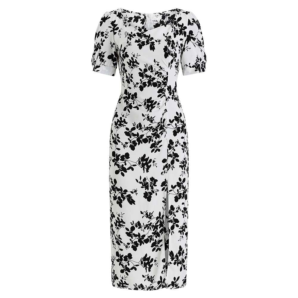Vacation floral France style slim ladies long dress