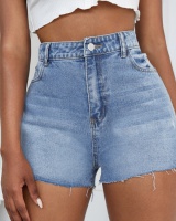 Fashion simple slit short jeans