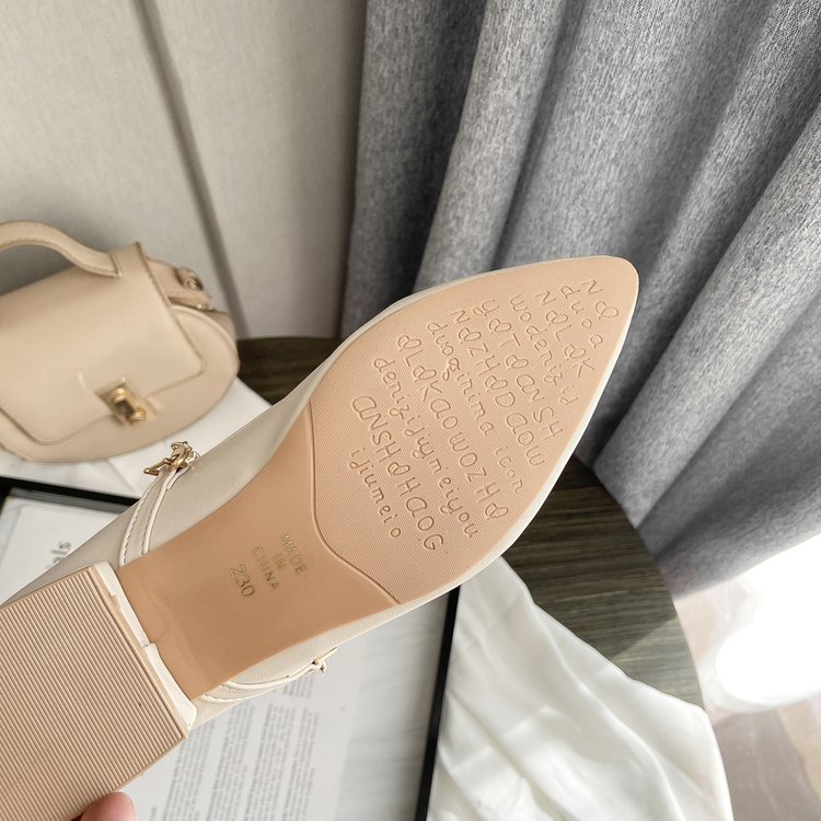 Korean style spring thick flattie low pointed shoes