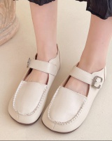 British style low flattie square head shoes for women