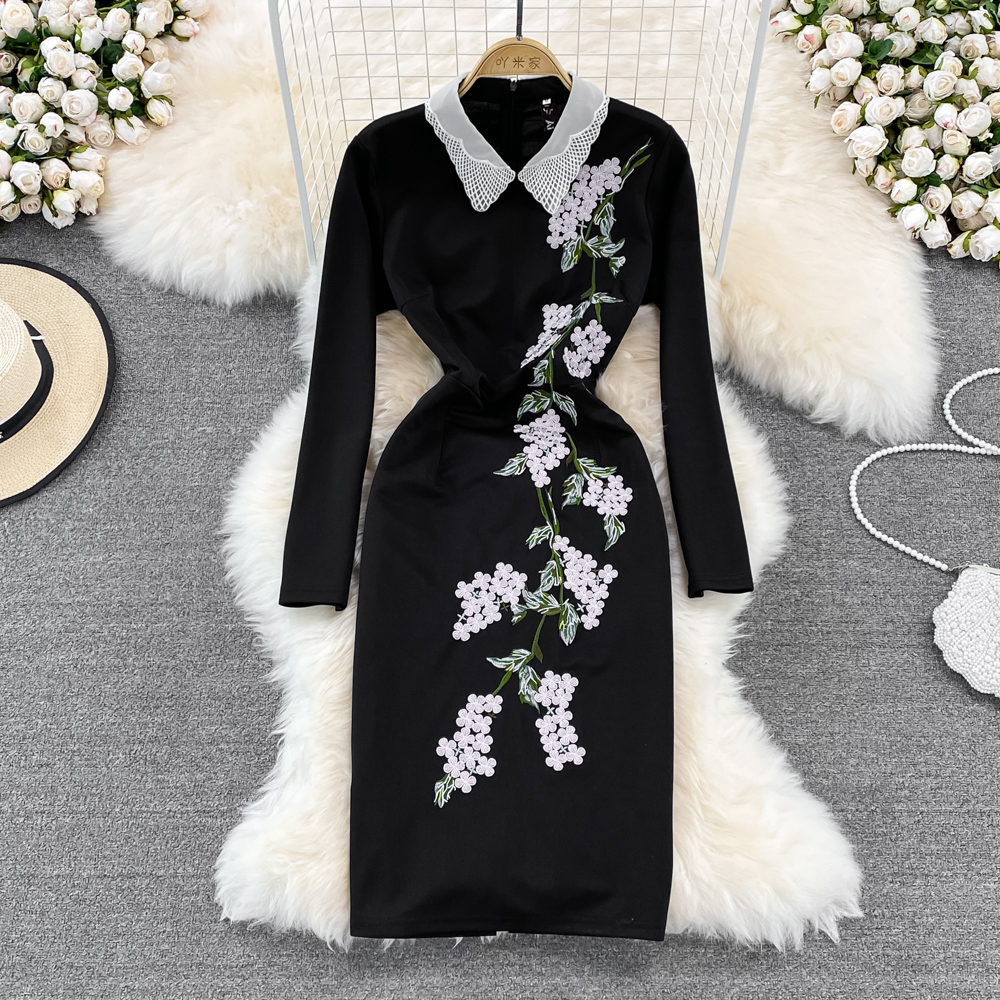 Temperament doll collar Casual embroidery spring dress