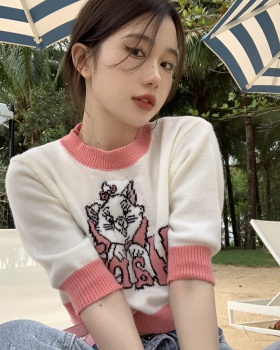 Loose cartoon tops Korean style kitty sweater for women