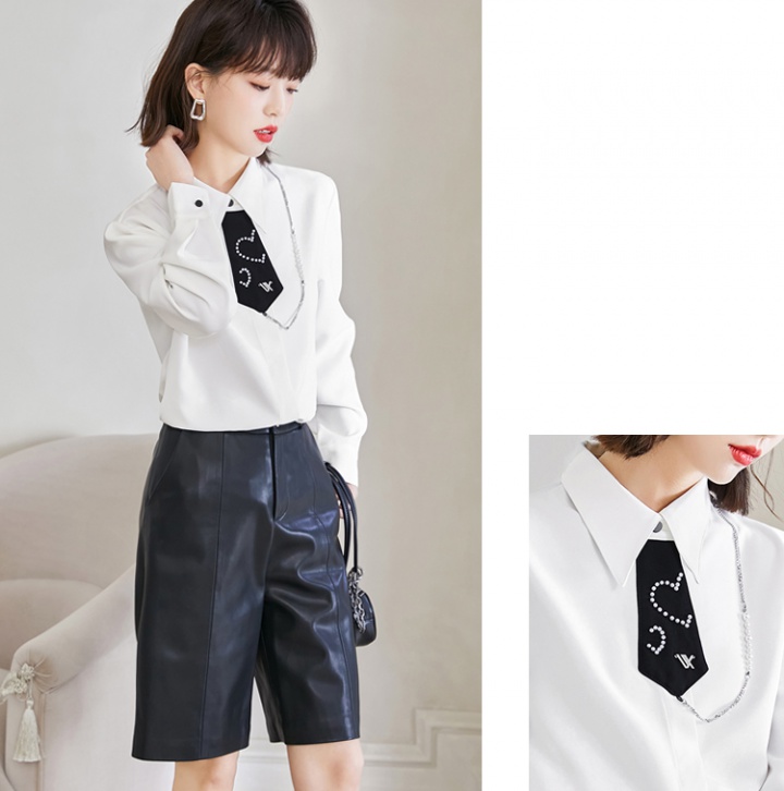 Spring white tops college style shirt for women