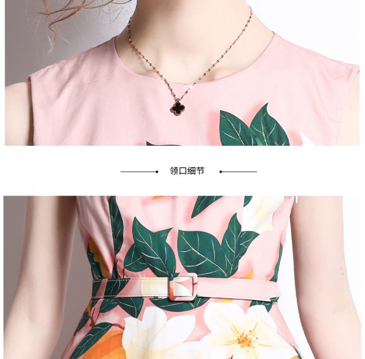 Mixed colors printing sleeveless round neck dress