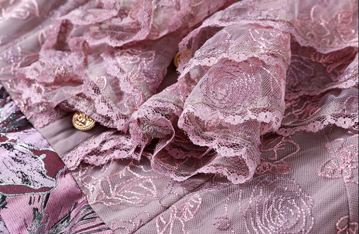 Long sleeve spring slim lace embroidery splice ladies dress