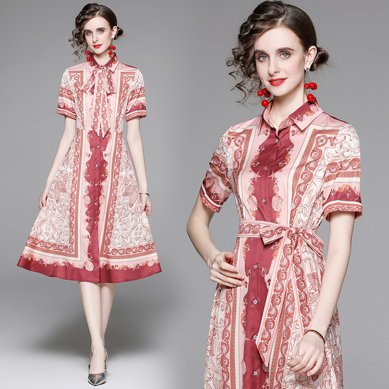 Fashion printing court style all-match dress