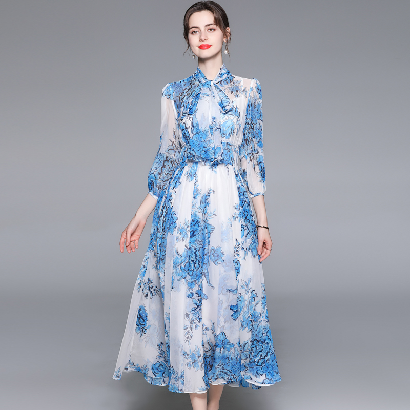 Frenum European style printing dress for women