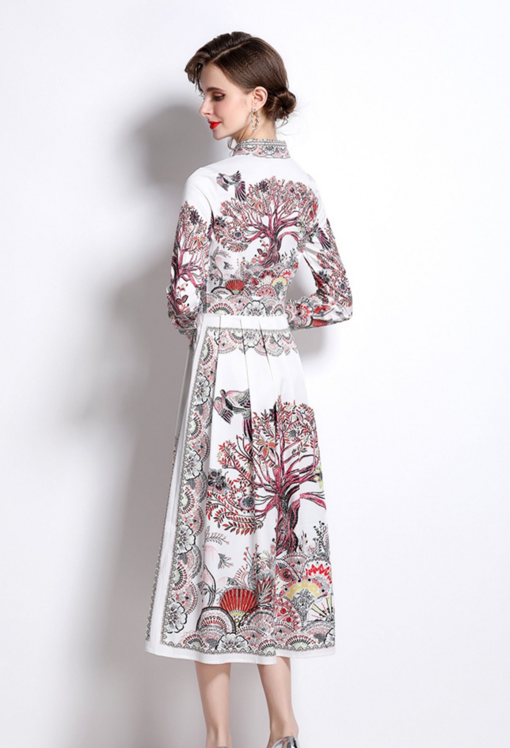 Flowers temperament long dress printing dress