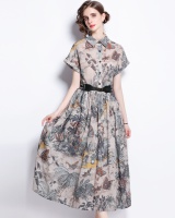 With belt lapel cotton lined summer dress for women