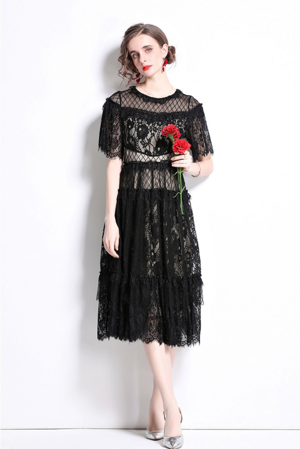 Fashion lace formal dress slim temperament long dress