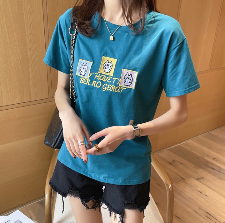 Short sleeve commuting T-shirt rabbit tops for women