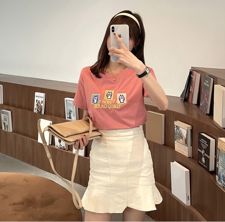 Short sleeve commuting T-shirt rabbit tops for women