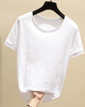 Simple white bottoming shirt round neck tops for women