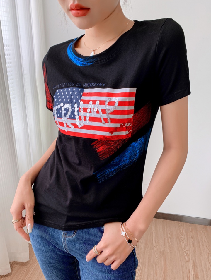 Short sleeve summer tops Western style T-shirt for women