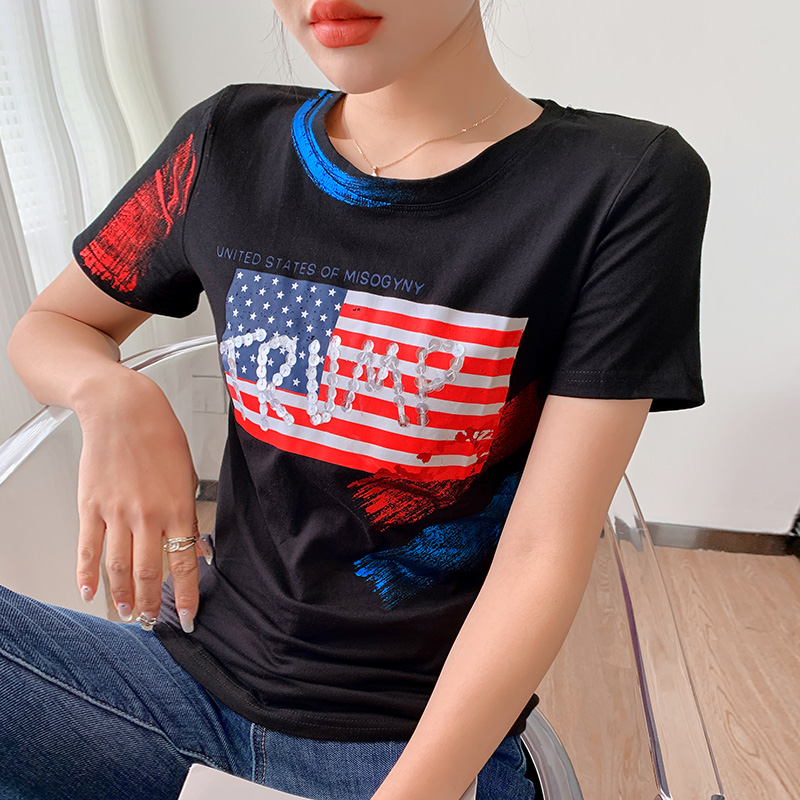 Short sleeve summer tops Western style T-shirt for women