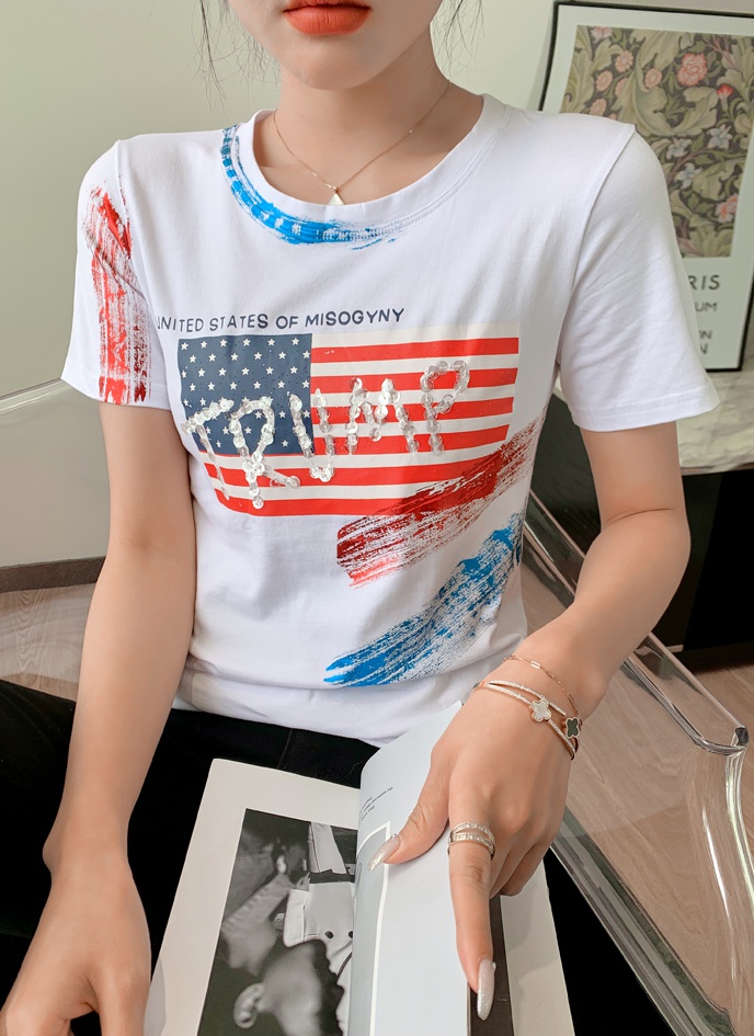 Short sleeve summer tops Western style T-shirt for women