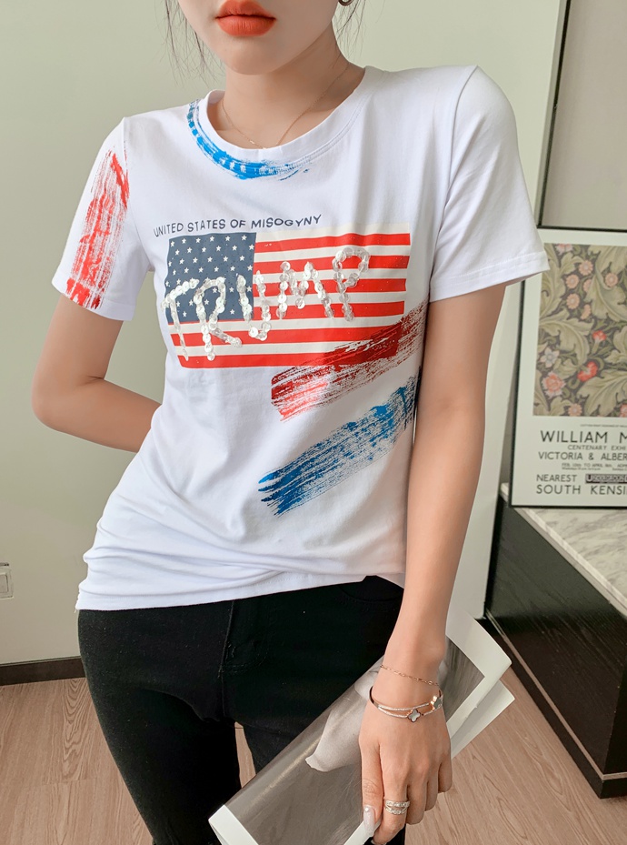 Short sleeve summer tops Western style T-shirt for women