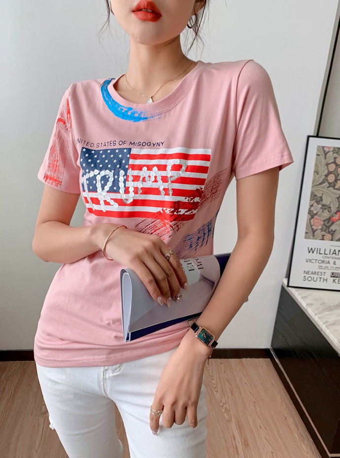 Short sleeve summer tops Western style T-shirt for women