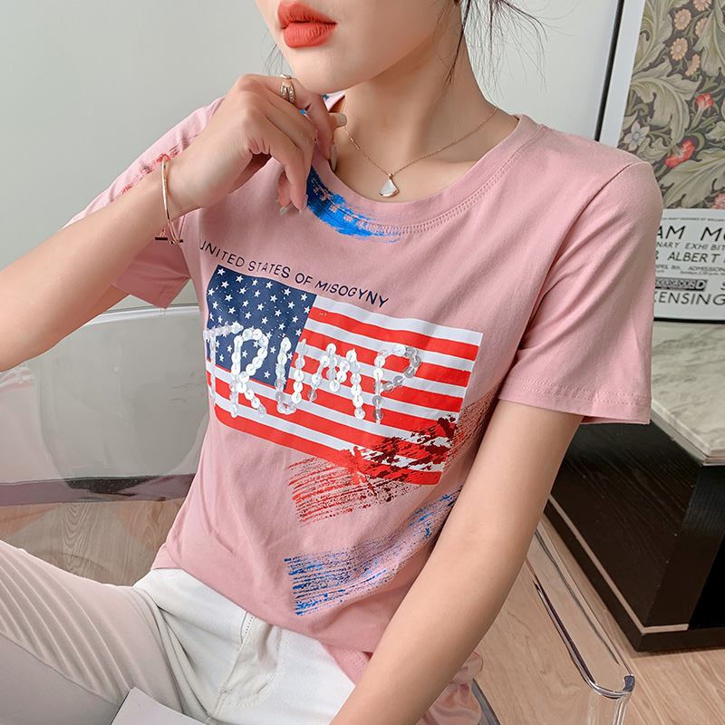 Short sleeve summer tops Western style T-shirt for women