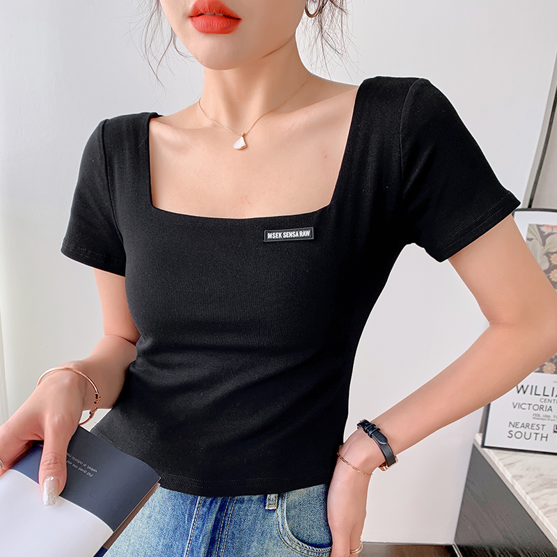 Pure cotton Western style summer tops short sleeve short T-shirt