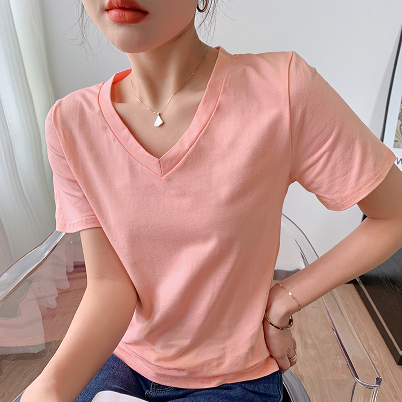White Western style tops loose pure cotton T-shirt for women