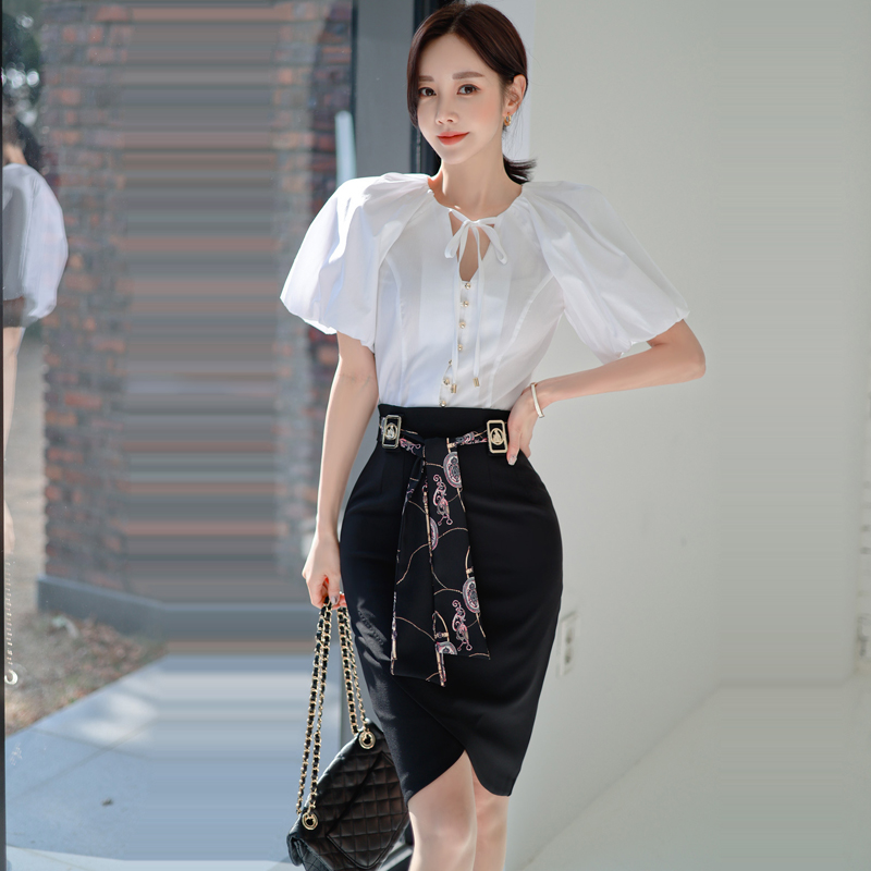 Summer fashion tops package hip skirt 2pcs set