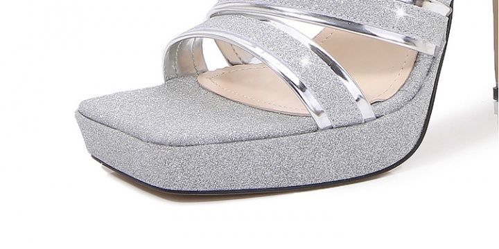 Silver high-heeled shoes sexy sandals for women