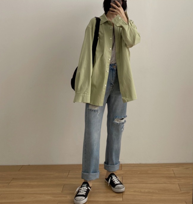 Casual all-match loose Korean style shirt for women