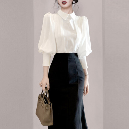 Fashion and elegant skirt shirt 2pcs set for women