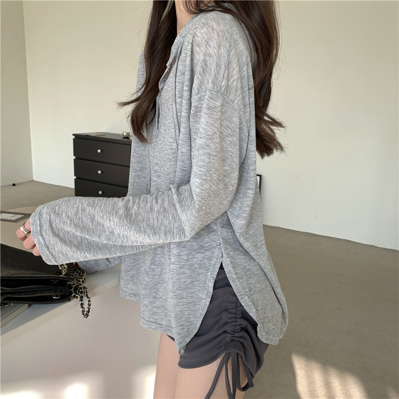 Hooded Korean style loose spring and summer smock