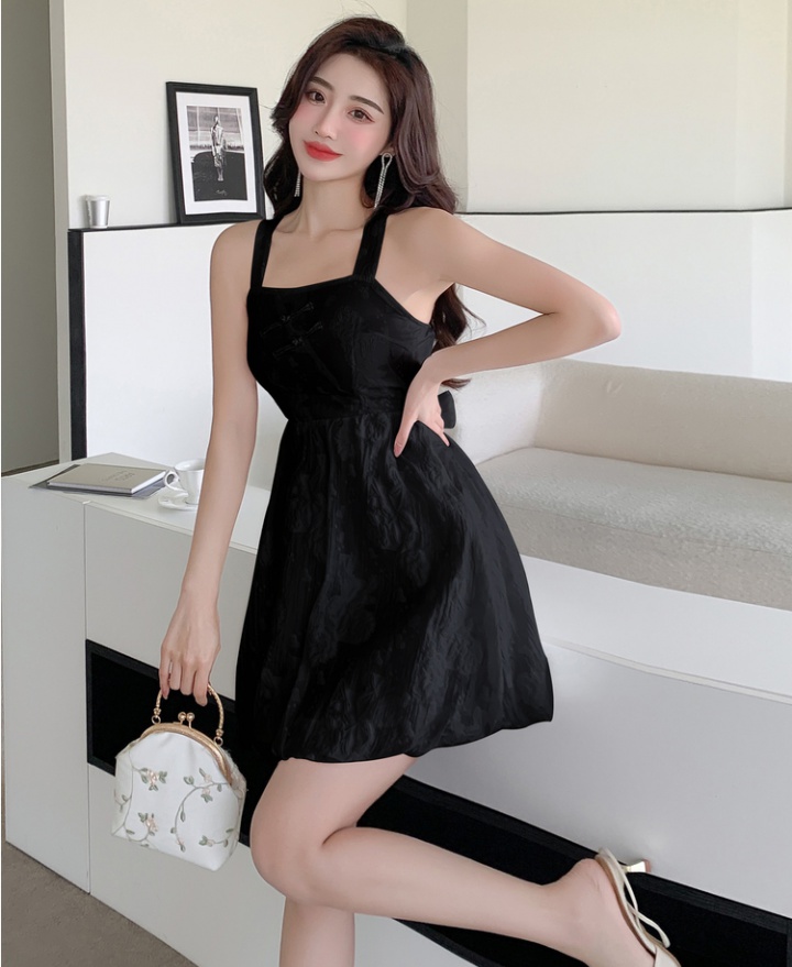 Retro thick and disorderly Western style sweet strap dress