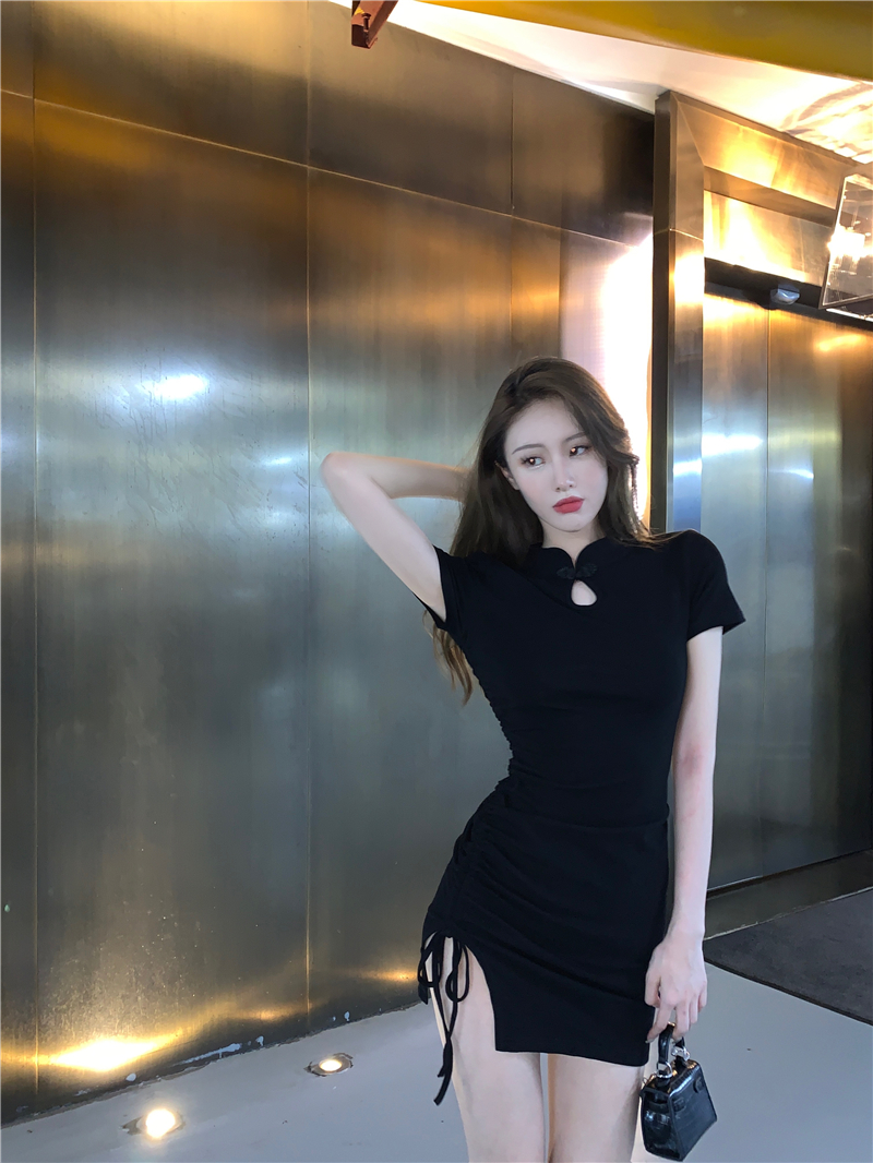 Chinese style slim dress simple split T-back for women