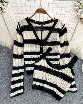 Fashion crochet cardigan V-neck sling vest 2pcs set