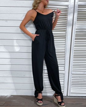 Summer conjoined long pants sexy sling jumpsuit