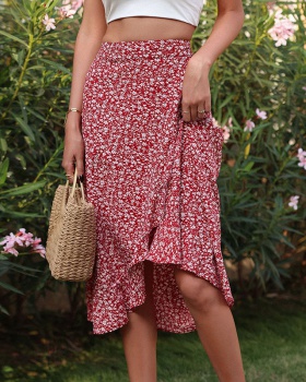 Floral red printing skirt summer fashion short skirt