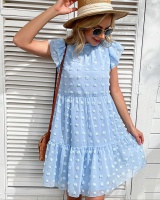 Blue jacquard chiffon European style summer dress for women