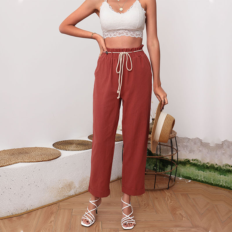 Red straight pants Casual European style pants for women