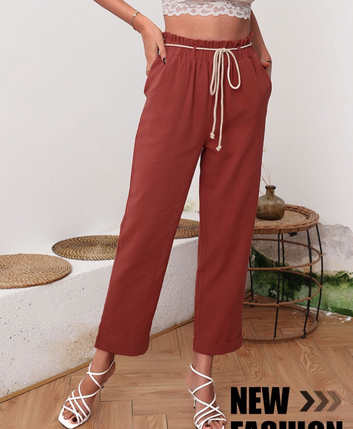 Red straight pants Casual European style pants for women