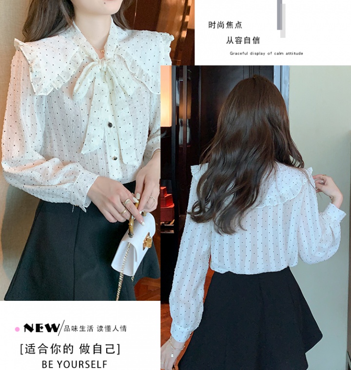 Polka dot long sleeve shirt Korean style tops for women