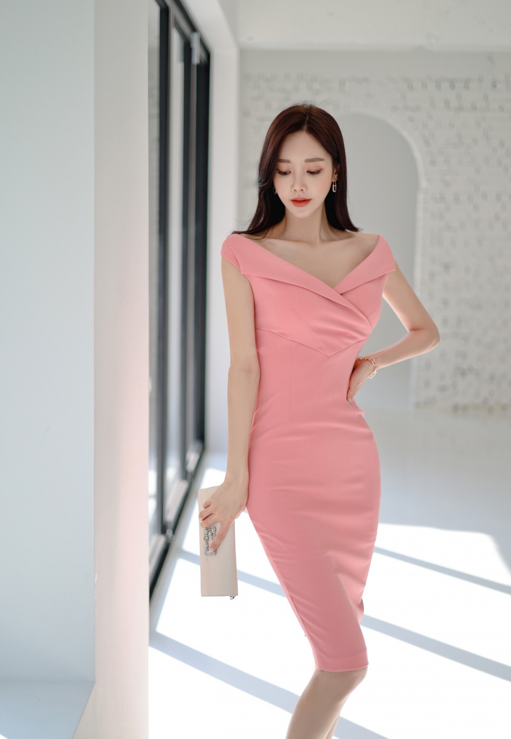 Korean style spring and summer dress V-neck T-back for women