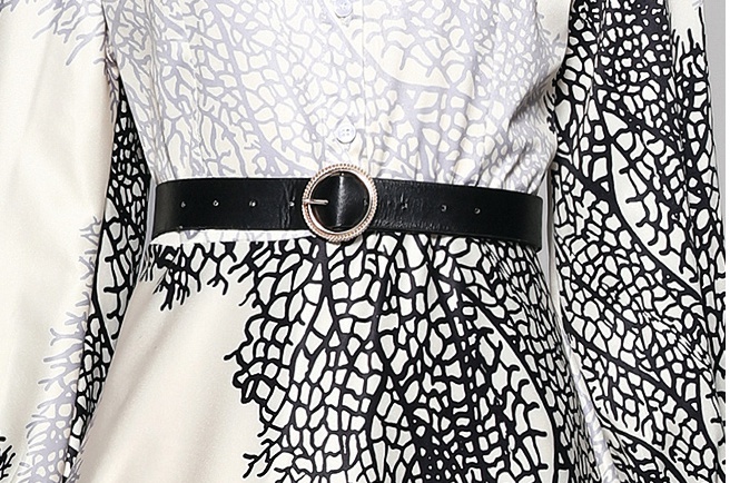 Spring fashion with belt all-match pinched waist slim dress
