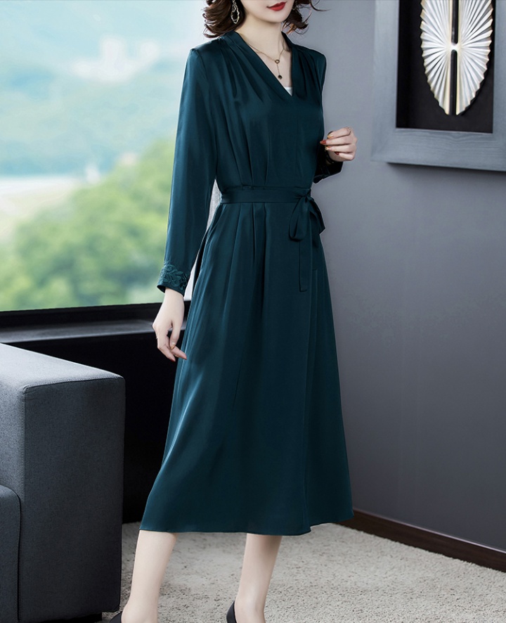 Korean style dress real silk long dress for women