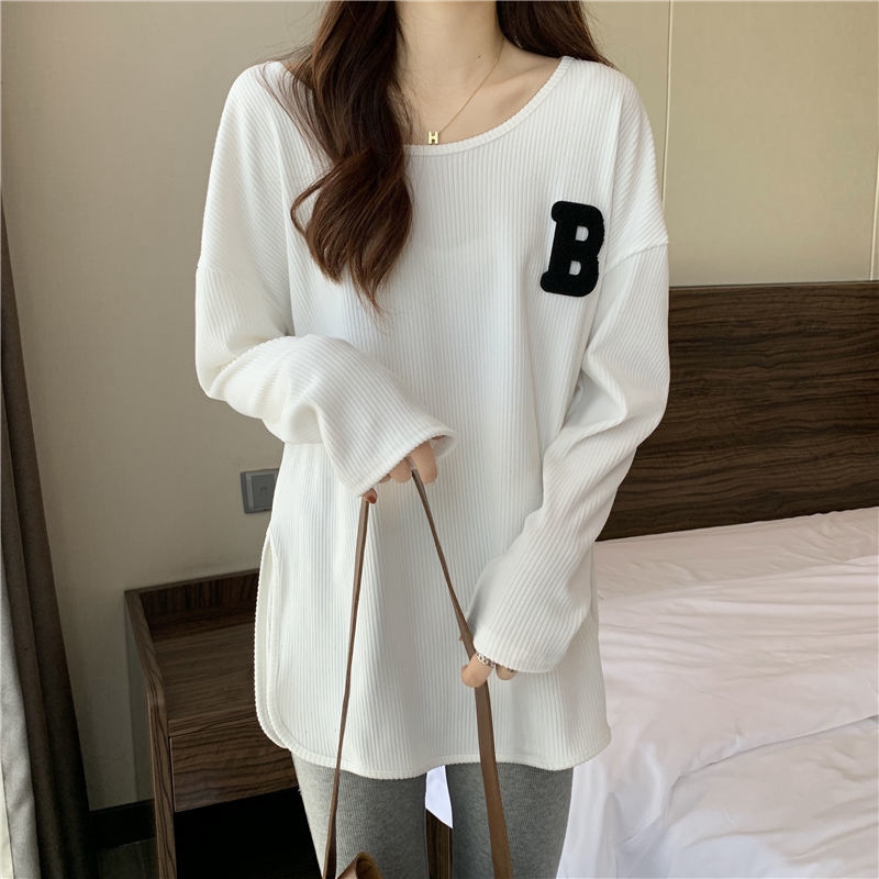 Letters all-match bottoming shirt loose tops for women