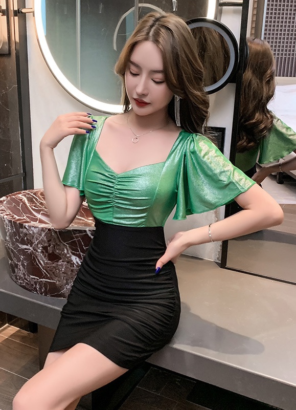 Slim sexy tight low-cut package hip Cover belly dress