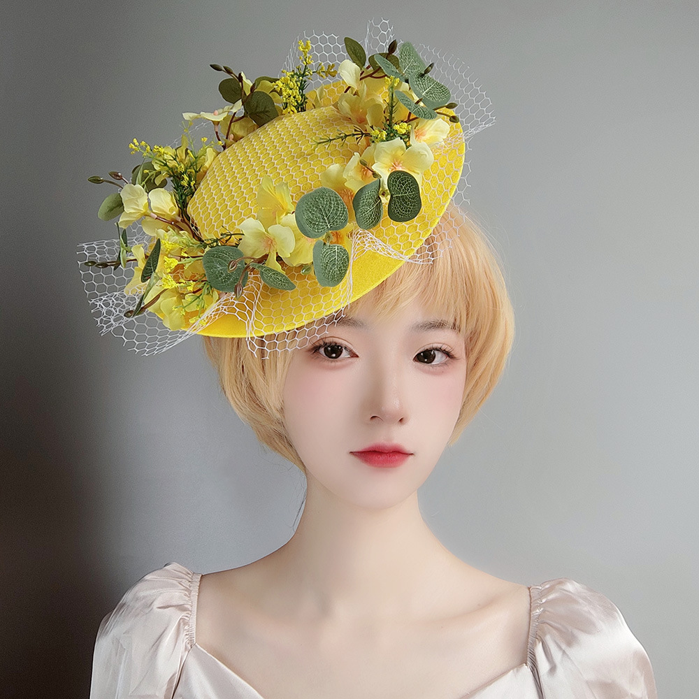 Spring and summer bride hat flowers formal dress